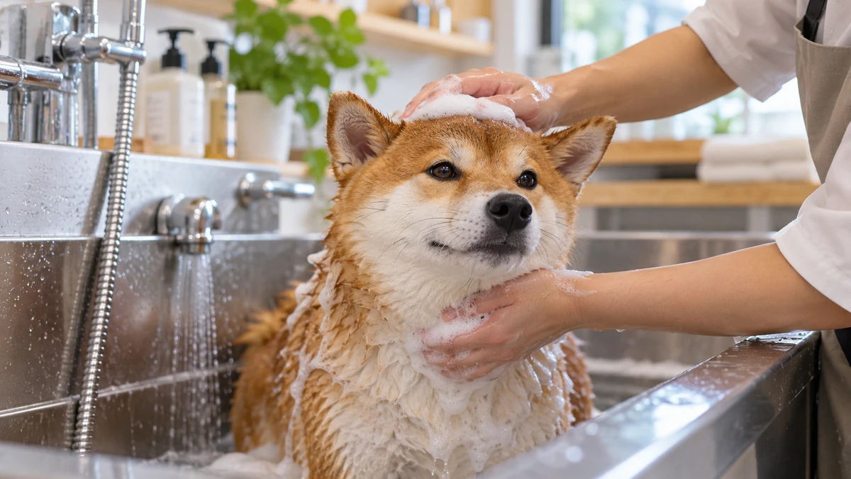 Shiba Köpek köpek — banyo ve temizlik