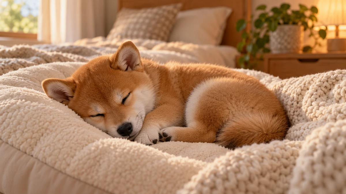 Shiba Köpek ilan — uyuyan Shiba yavru ilan fotoğrafı